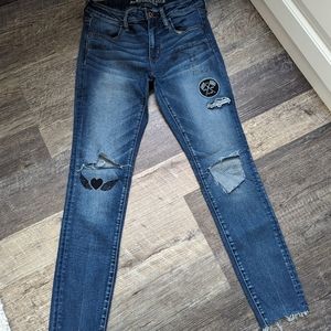 Unique American eagle jeggings. Adorable graffiti!